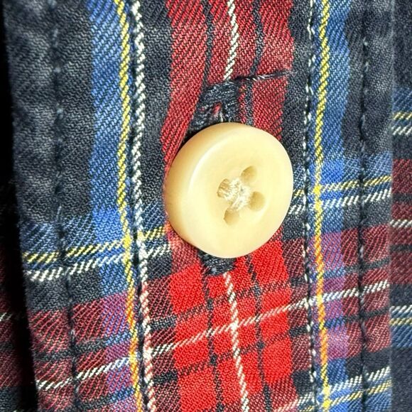 Abercrombie & Fitch Muscle Plaid Button Up Shirt Men's Medium M Red Blue - Picture 6 of 16